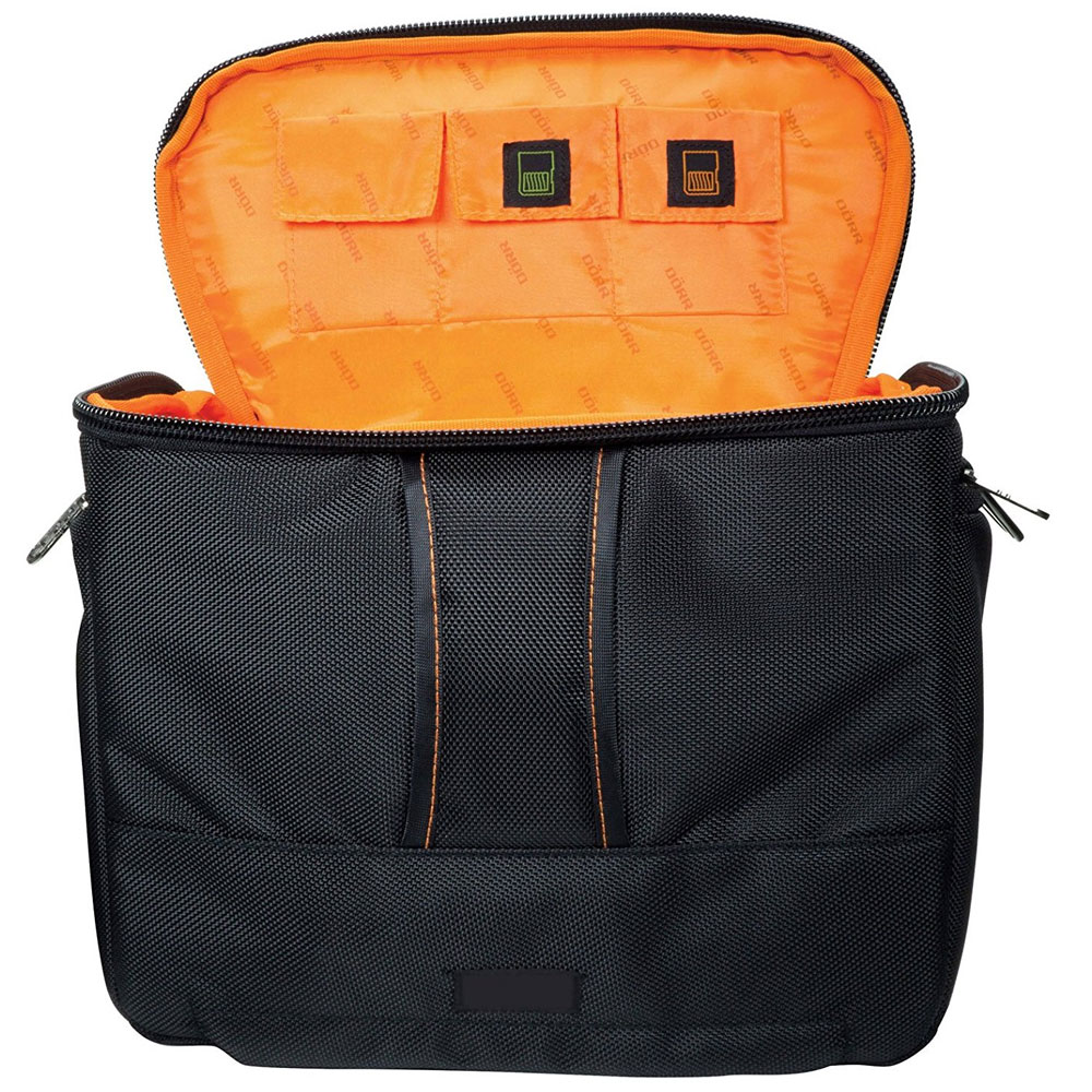 Dorr Yuma Extra Large DSLR Camera Bag Black and Orange Shoulder