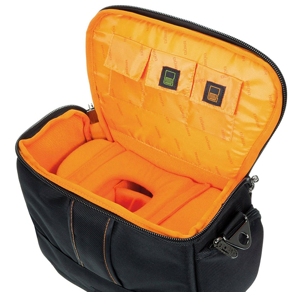 Dorr Yuma Extra Large DSLR Camera Bag Black and Orange Shoulder