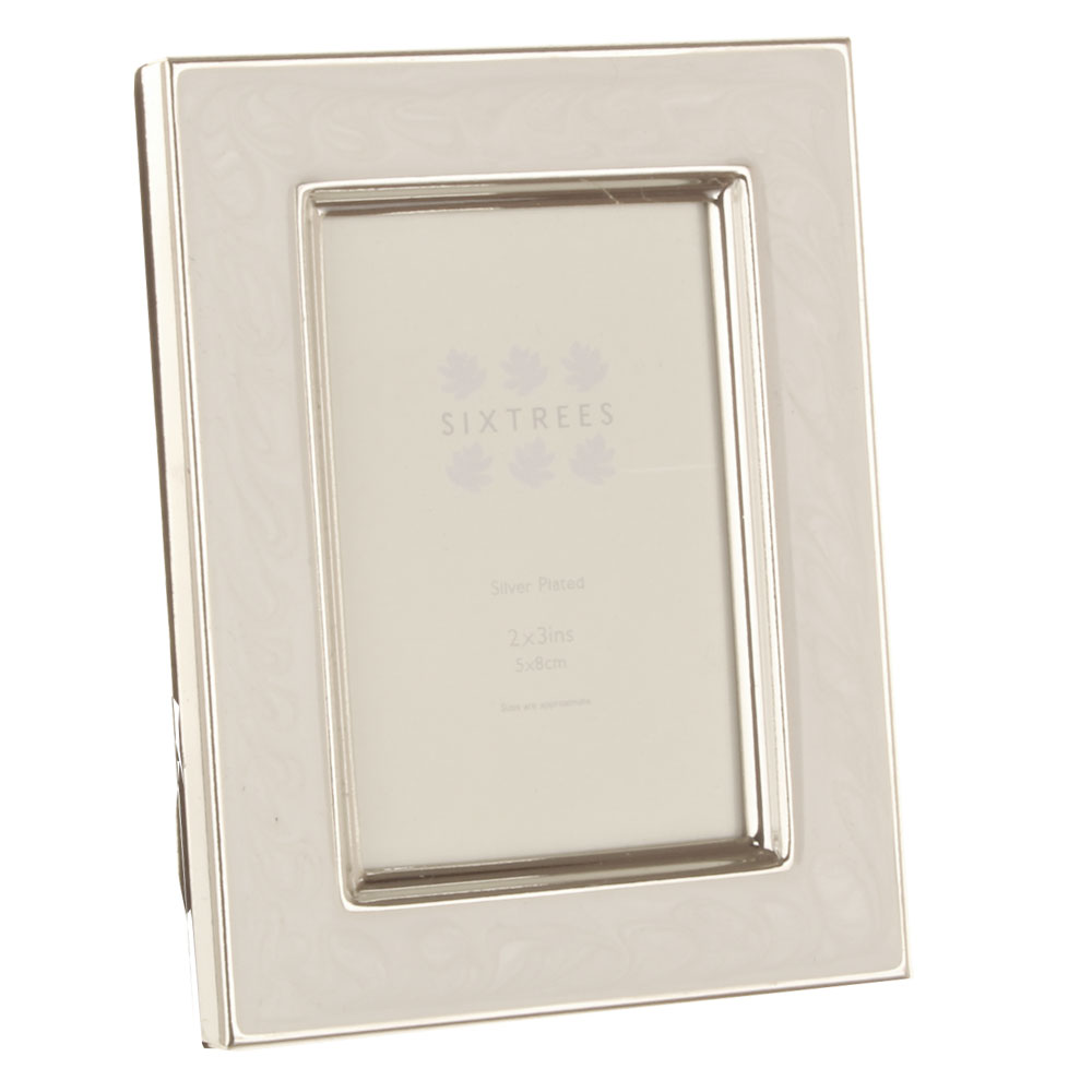 Sixtrees Zurich White Enamel and Silver Plate 2x3 Photo Frame Photo