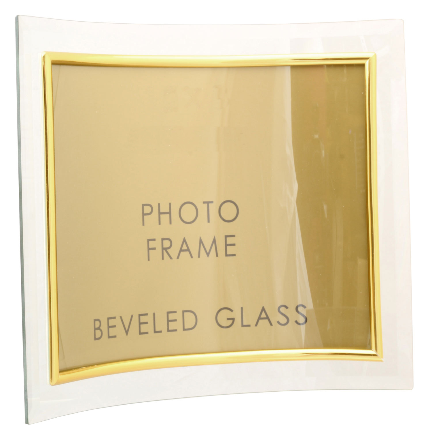 Sixtrees Curved Bevelled Glass Gold 8x6 Photo Frame Horizontal Photo