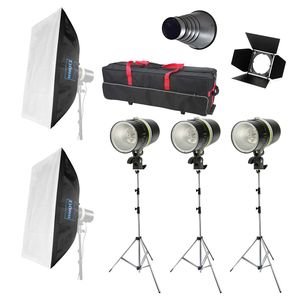 Dorr Complete 160W Studio Kit - 3 Heads and Stands - 2 Softboxes and Carry Case
