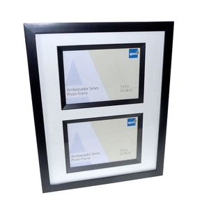 Ambassador Black Wood Double 7x5 Photo Frame
