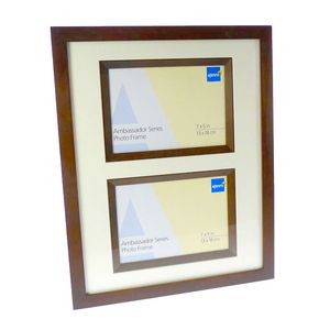 Ambassador Dark Oak Wood Double 7x5 Photo Frame
