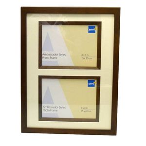 Ambassador Dark Oak Wood Double 8x6 Photo Frame